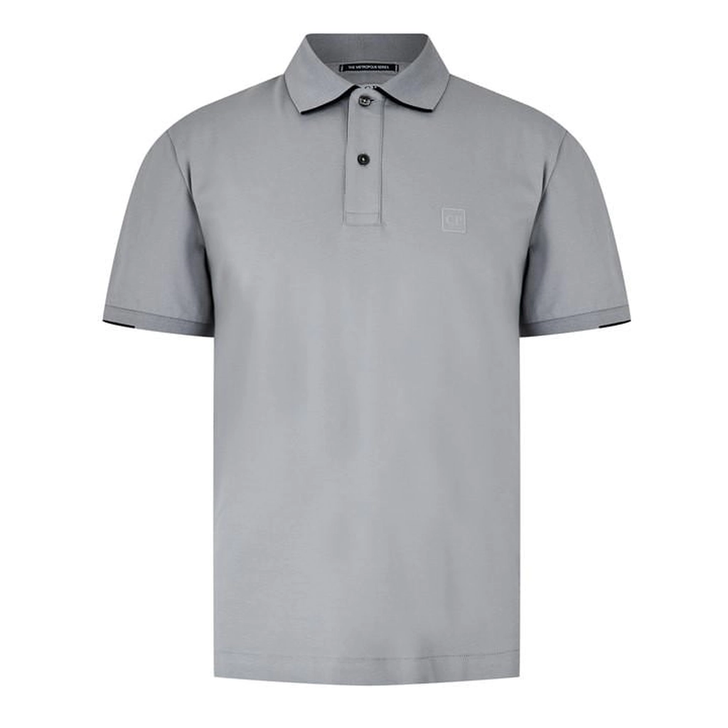 CP Company Rib Stretch Tipped Polo Shirt - Grey